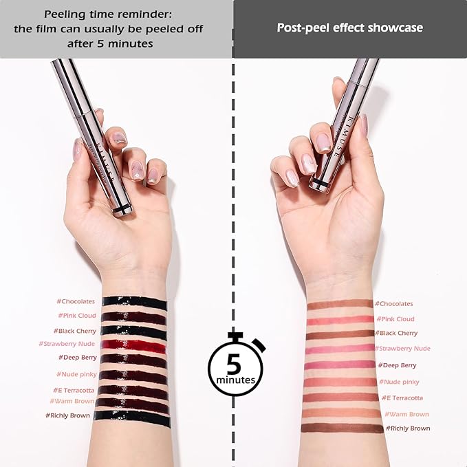 KIMUSE Peel Off Lip Liner Stain, Long Lasting Lip Tint Stain Peel Off, Waterproof, Transfer-Proof, Highly Pigmented Color Peel Off Lip Stain Liner, Matte Finish-VivaGrace Women