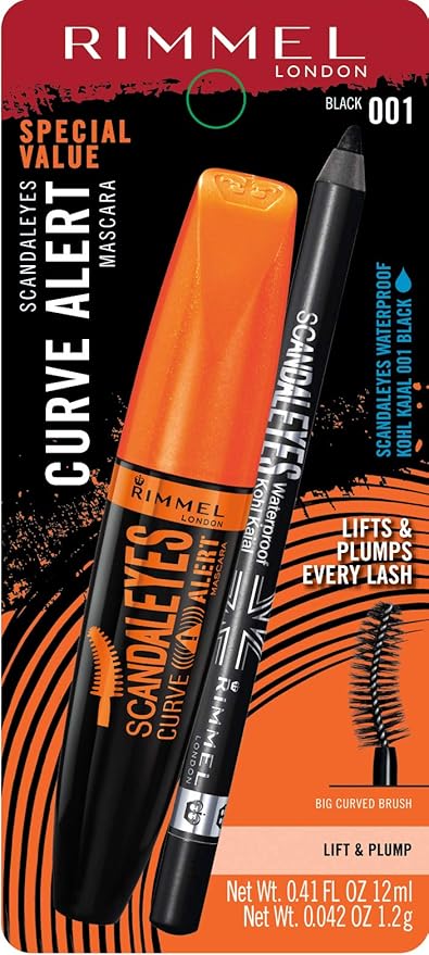 Rimmel ScandalEyes Curve Alert Mascara with ScandalEyes Waterproof Kohl Kajal Liner, 1 Set, Combo