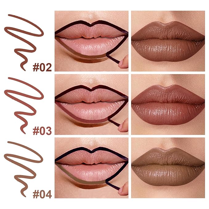 3 Colors Peel Off Lip Liner Stain with Tweezer, Long Lasting Waterproof Lip Tint Stains Makeup Set with Matte Finish for Women, Natural Look, Easy to Use, for All Skin Types (#234, M)-VivaGrace Women