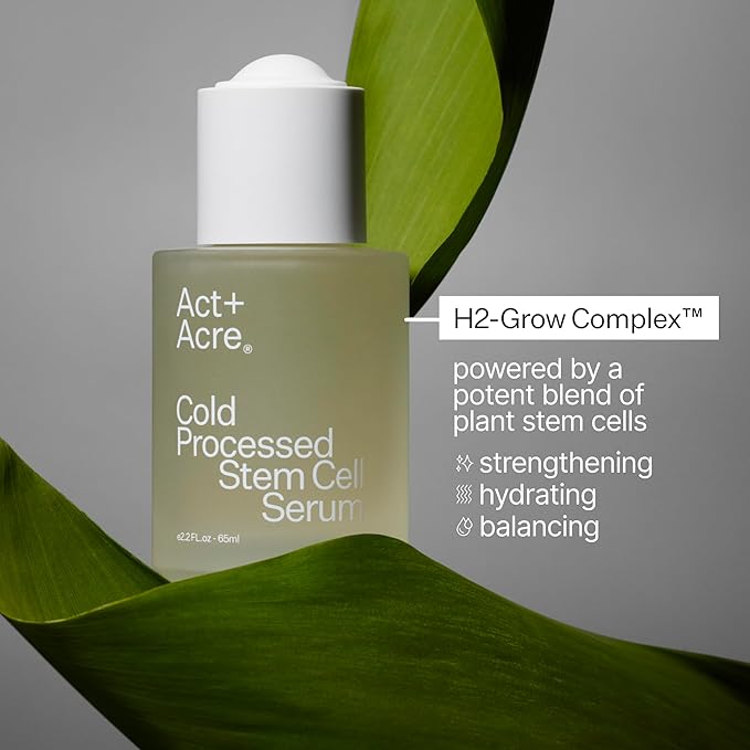 Act+Acre Cold Processed Stem Cell Scalp Serum - Promotes Thicker and Fuller-Looking Hair - Soothes and Hydrates the Scalp - Sulphate and Paraben Free - Aloe Vera for Improved Scalp Health - 1 fl oz.-VivaGrace Women