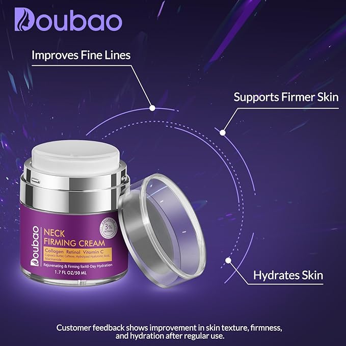 Neck Firming Cream, Wrinkle Cream for Women, Retinol Moisturizer with Collagen and Hyaluronic Acid for Neck, Face and Décolleté, 1.76 fl oz-VivaGrace Women