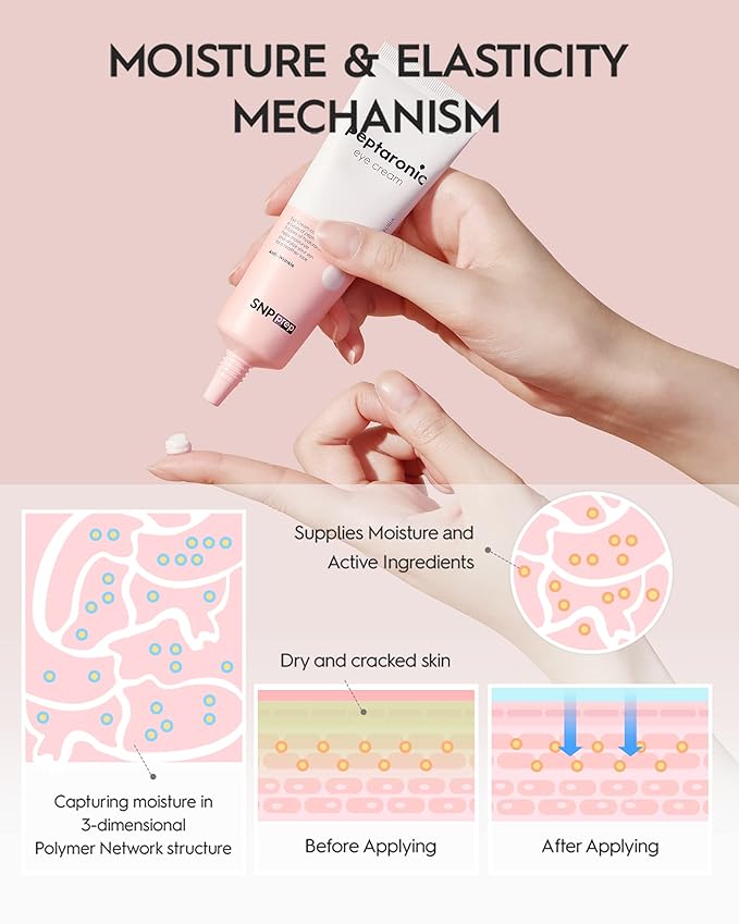 SNP Anti-Wrinkle Eye cream Hypoallergenic Hydrating 5 Hyaluronic Acids 6 Peptides Moisturize Vitalize 1.69 Fl Oz PREP-VivaGrace Women