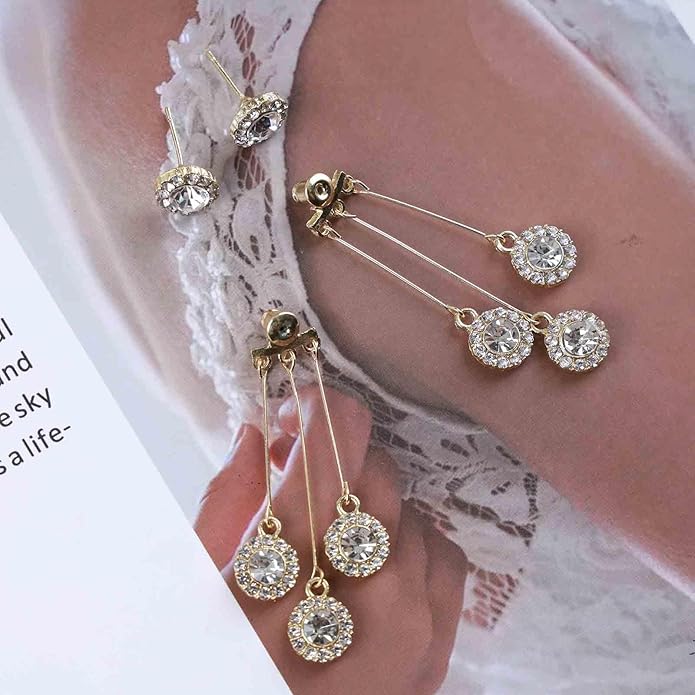 Vintage Crystal Chandelier Drop Earrings Rhinestone Ball Dangle Earrings Gold Rhinestone Stud Earrings Sparkle Bridal Chandelier Earrings Jewelry for Women-VivaGrace Women