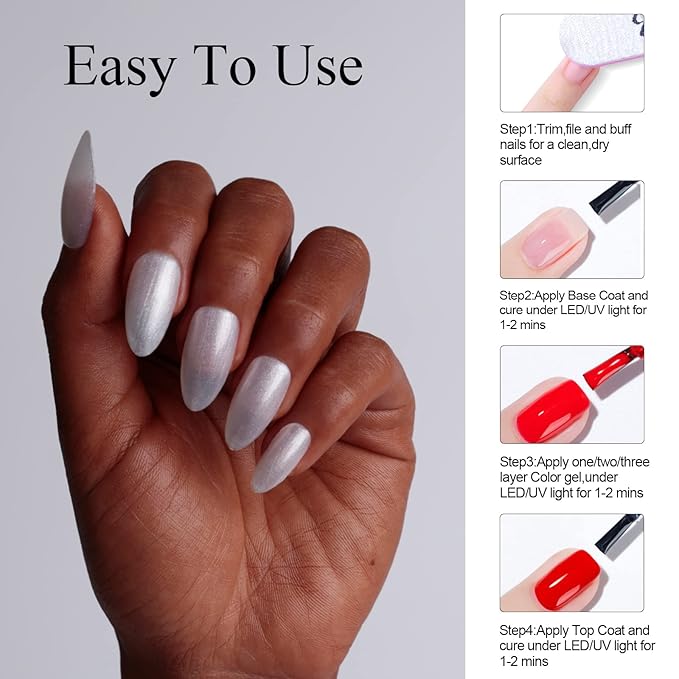Imtiti Pearl White Gel Nail Polish 15ML Wedding White Gel Polish Shimmer Gel Polish Soak Off UV Gel for Manicure Salon DIY at Home Women Gifts 1Pcs