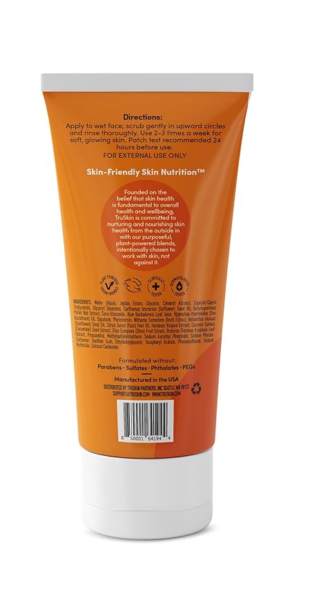 TruSkin Vitamin C Gentle Face Scrub - Brightening Daily Face Exfoliator for All Skin Types - Softens & Smooths Skin with Vitamin C, Yuzu Lemon, and Exfoliating Bora Bora White Sand - 4 Fl. Oz-VivaGrace Women
