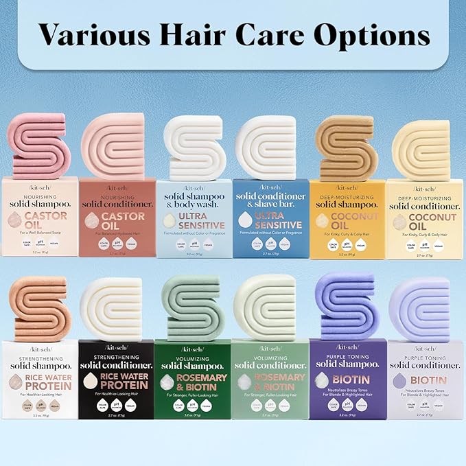 Kitsch 2-in-1 Ultra Sensitive Shampoo Bar & Body Wash + Conditioner Bar & Shaving Soap – Fragrance-Free Bar Soap for Sensitive Skin & Scalp - For Healthy, Radiant Hair and Skin - Made in USA – 2pcs-VivaGrace Women