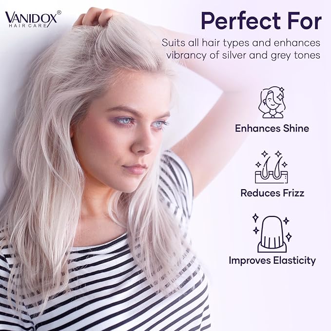 Sulfate Free Brass Toning Purple Shampoo and Conditioner Set for Grey and Silver Hair, Moisturizing & Color-Safe, Enhances Shine & Brightness, Made in USA (16 fl oz each)-VivaGrace Women