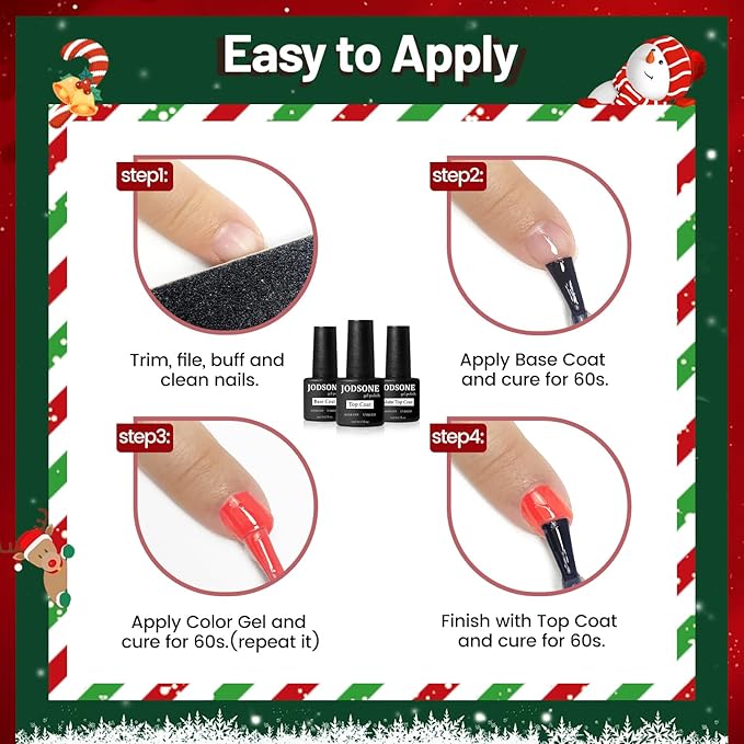 JODSONE Gel Nail Set 20+3 Colors High Shine Gorgeous Gel Polish Base Top Matte Coat Nice Gifts Show Charm-VivaGrace Women