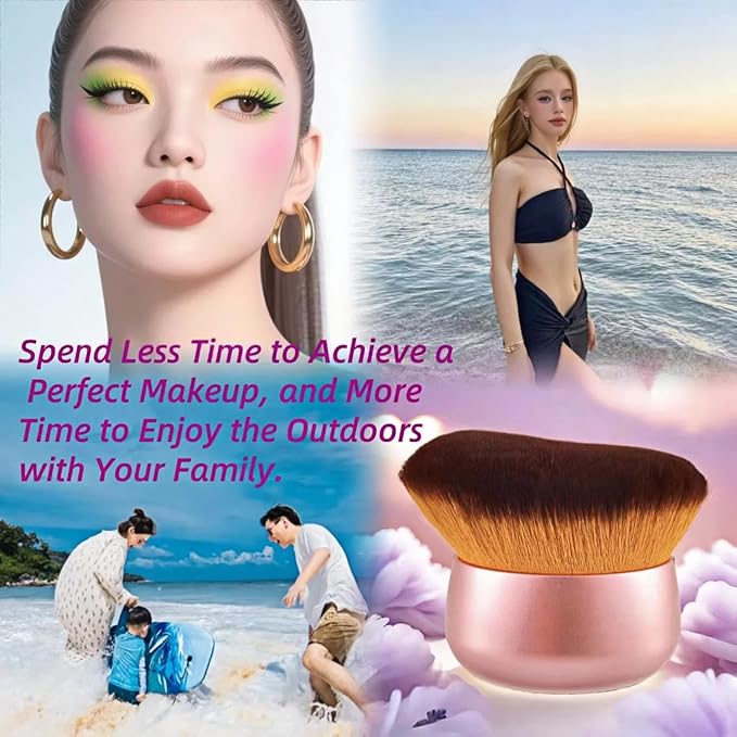 Blend & Blur 75mm Body Kabuki Brush - For Self Tanner, Body Bronzer & Foundation | Face/Back Multitool | Wet/Dry Use (Rose Gold)-VivaGrace Women