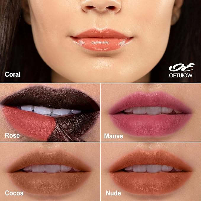 OETUIOW Lip Stain - All Day Lip Stain Peel Off, Naturally Moisturizing Lightweight Glow-Boosting Non-Sticky, Vegan Lip Makeup Gift for Her (Rose)-VivaGrace Women