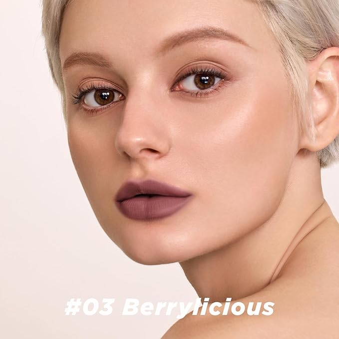 ITY Velvet Matte Finish Lip Stain-Mousse Textured Lip Clay, Nude Shade, Conceals Lip Lines, Rich Pigment Lip Tint Lipsticks, 0.14 oz (4g) in Berrylicious-VivaGrace Women