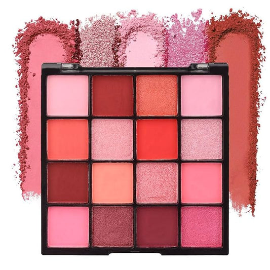 16 Girds Colorful Matte Shimmer Eyeshadow Palette for Eye Makeup,High Pigmented Eye Shadow Primers Powder Palet de sombras de ojos-Pink Red#-VivaGrace Women