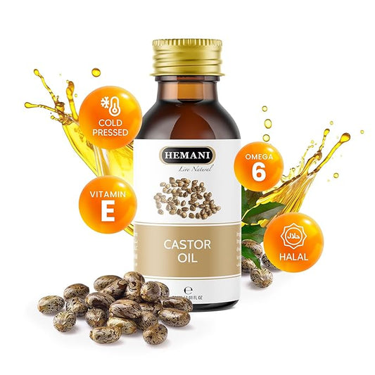 Hemani Castor Oil Ricinus communis - 30mL | Natural Skin & Hair Care, Pure Cold-Pressed Oil for Radiant Glow, Anti-Aging, Hydration & Wellness.-VivaGrace Women