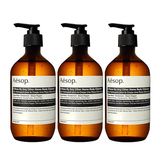 Aesop A Rose By Any Other Name Body Cleanser | Gentle Body Cleanser with Rose Petal Oil & Skin-Softening Botanicals | 16.9 oz / 500mL (Pack of 3)-VivaGrace Women