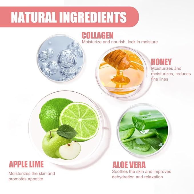 Bee Lip Balm Honey Pot,Watermelon Lip Sleeping Mask Hydrating Prevention Dry and Cracked Lip Scrubs Exfoliator Lip Care,Lip Mask Overnight Reduces Lip Lines (Apple Lime)-VivaGrace Women