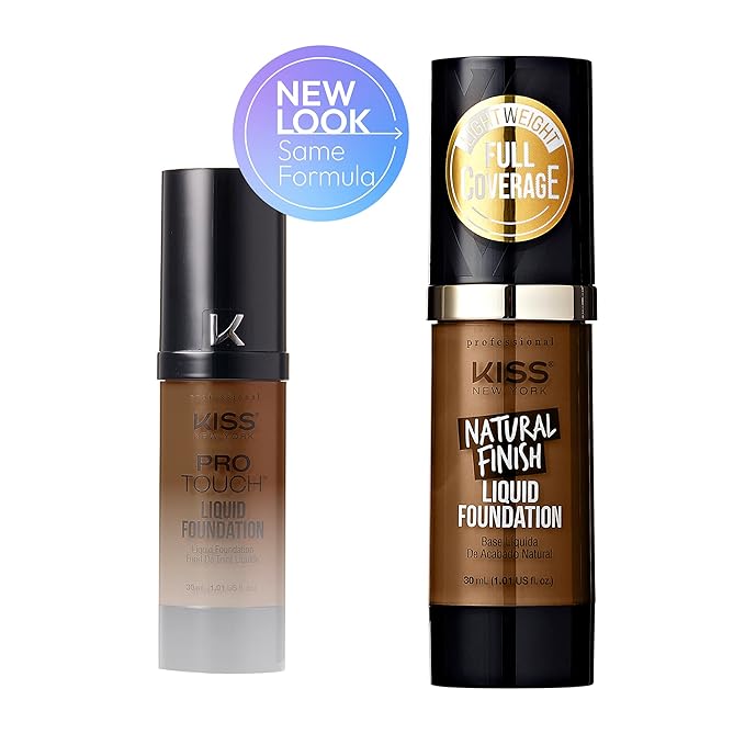 Kiss New York Professional Liquid Foundation - Lightweight and Hydrating Formula, Natural Finish, Control Shine, Cover Pores, Medium to Full Coverage, Green Tea Extract (Mocha)-VivaGrace Women