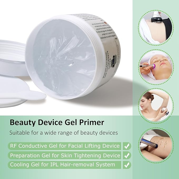 Preparation Gel – RF Conductive Gel with Hyaluronic Acid for Use With Radio Frequency Face and Body Machines, Skin Cooling Gel Primer for IPL Hair Removal Device-VivaGrace Women