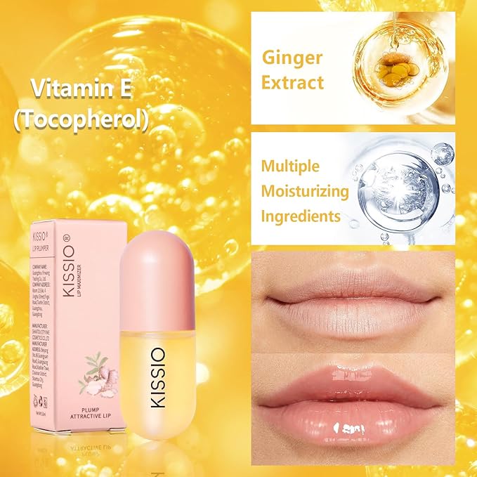 KISSIO Lip Plumper,Natural Lip Plumper for Day Use,Lip Plumping Gloss Make Lips Fuller and Moisturizing 5.5ml-VivaGrace Women