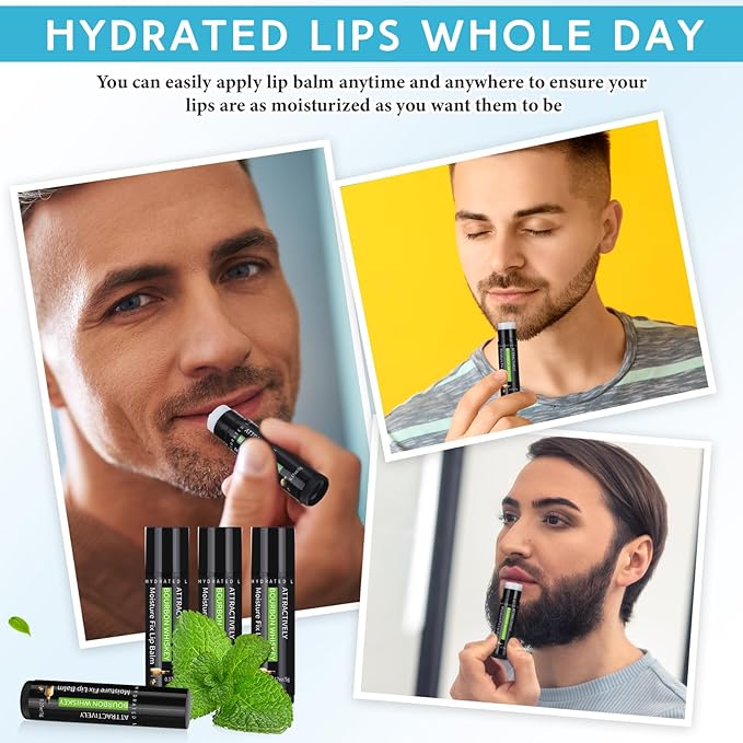 4 Pcs Lip Balm with Gift Box for Men Raffia Grass Organic Natural Beeswax Lip Balm for Father's Day Gifts Women Adults Teens Dry Chapped Lips Care Product-VivaGrace Women