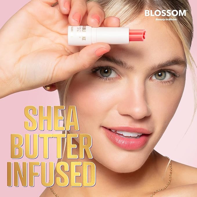 Blossom Double Take Flower Shaped Dual Tinted Moisturizing Lip Balm with Shea Butter, 0.13oz/3.6g, Bubblegum Pink-VivaGrace Women