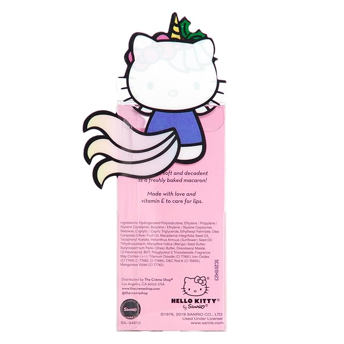 The Crème Shop x Hello Kitty Macaron Lip Balm, Korean Lip Balm with Shea Butter and Vitamin E - Holiday Unicorn Winter Apple Pie-VivaGrace Women