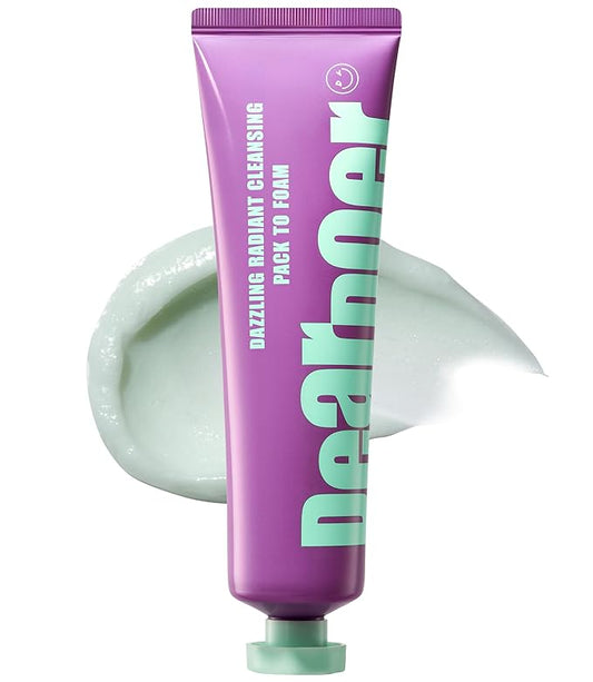 Dazzling Radiant Cleansing Pack to Foam – 3-in-1 Wash-Off Mask & Exfoliator & Cleanser w/Fresh Grape Extract & Niacinamide – Vitamin C and Resveratrol for Dry, Dull Skin (3.38 fl oz)-VivaGrace Women