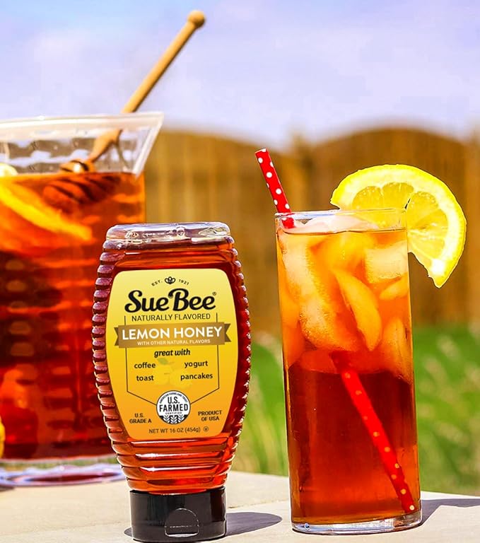 Sue Bee Naturally Flavored Lemon Honey For Tea and Water, Salads, Made in USA, 16 oz-VivaGrace Women