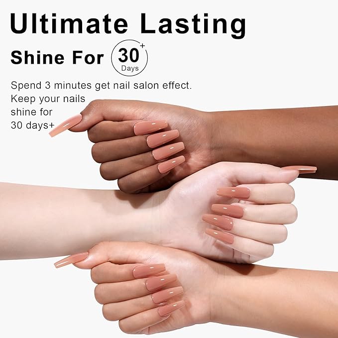 L'UGX Natural Nude Gel Polish 15ML Jelly Sheer Gel Nail Polish Translucent Neutral U V French Gel Nail Color for Nail Art DIY Manicure & Pedicure at Home Salon Holiday Gifts for Women
