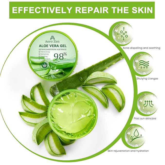 Organic Aloe Vera Gel for Face & Body Made within 12 Hours of Harvest, 98% Pure Aloe Vera Gel for Skin,Scalp,& Hair, Soothing Aloe Face Moisturizer,Multipurpose Skin Care(10oz)-VivaGrace Women
