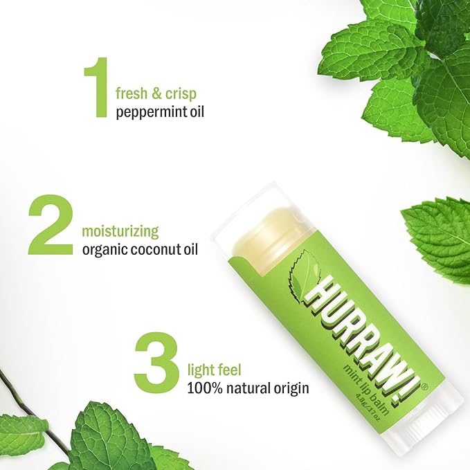 Hurraw! Mint Lip Balm, 3 Pack: Organic, Certified Vegan, Cruelty and Gluten Free. Non-GMO, 100% Natural Ingredients. Bee, Shea, Soy and Palm Free. Made in USA-VivaGrace Women