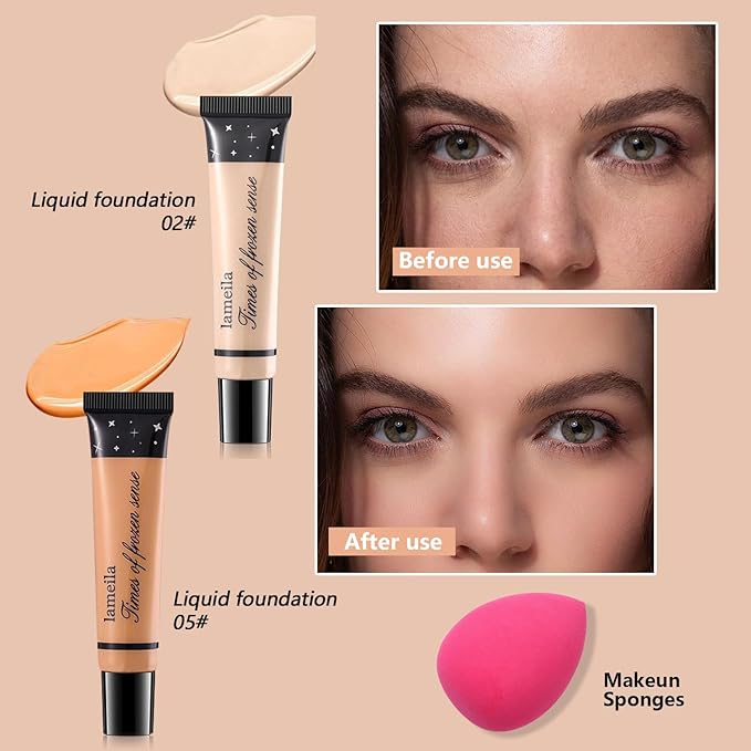 Makeup Kit for Teen Girls,All in One Makeup Kit for 2X16 Colors Eyeshadow Liquid Foundation Eyeliner Pencils Contouring Stick Lip Gloss Eyebrow Pencils 8Pcs Makeup Brushes etc (rainbow)-VivaGrace Women