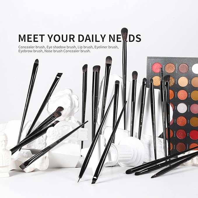 Docolor Makeup Brushes Set Professional 30Pcs Obsidian Makeup Brushes Premium Synthetic Powder Kabuki Foundation Contour Blush Concealer Eye Shadow Blending Eyeliner Crease Eyebrow Make Up Brush Kit-VivaGrace Women
