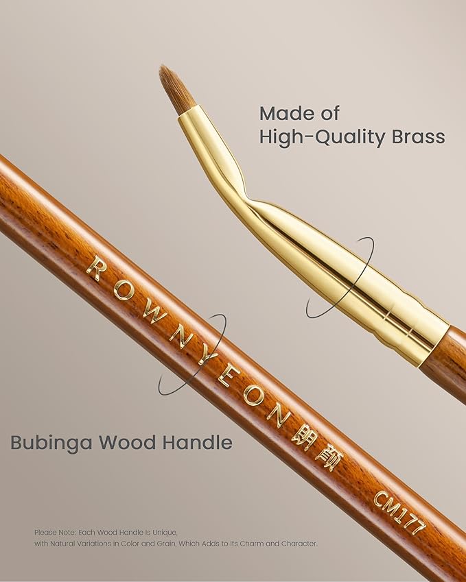 Desert Oak Series Bent Eyeliner Brush - 30° Angled Kolinsky Sable for Sharp Lines & Brows, Luxury Bubinga Handle (CM 177)-VivaGrace Women