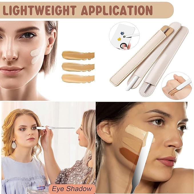 Makeup Spatula and Makeup Palette, Stainless Steel Foundation Palette & Tiny Cosmetic Spatula Tool for Nail, Art, Eye Shadow, Eyelash, Face Makeup-VivaGrace Women