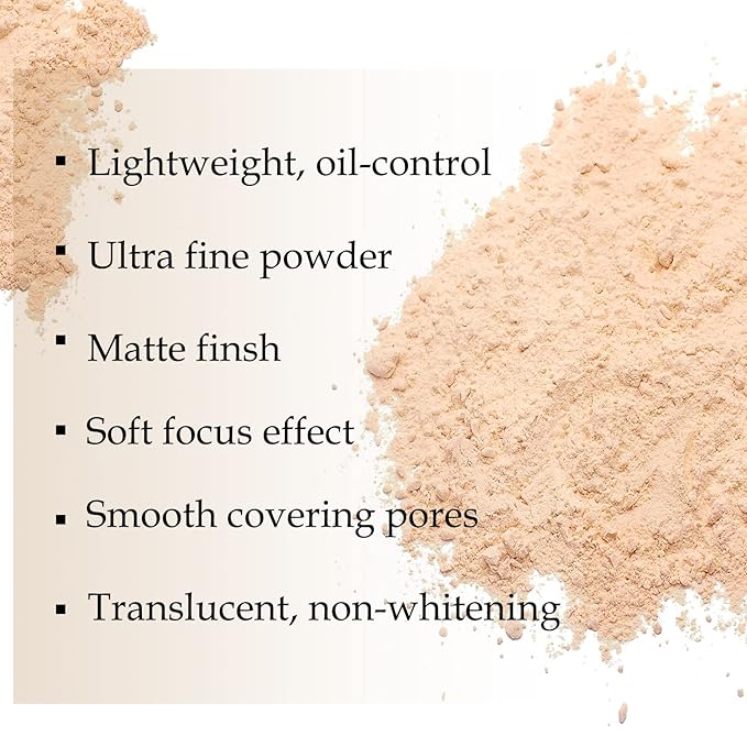 Boobeen Loose Face Powder Translucent Setting Powder Oil Control Loose Powder, Soft Focus Effect Makeup Loose Setting Powder, Lightweight Shine Control Matte Finishing, with Puff-VivaGrace Women