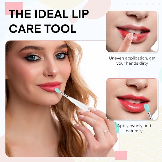 Unaone Lip Scrub Brush - 3 PCS Dual-ended Lip Scrubber Exfoliator and Silicone Lip Brush, 3-in-1 Silicone Lip Scrub Tool Lip Mask Applicator, Gentle Exfoliator & Applicator for Soft-VivaGrace Women