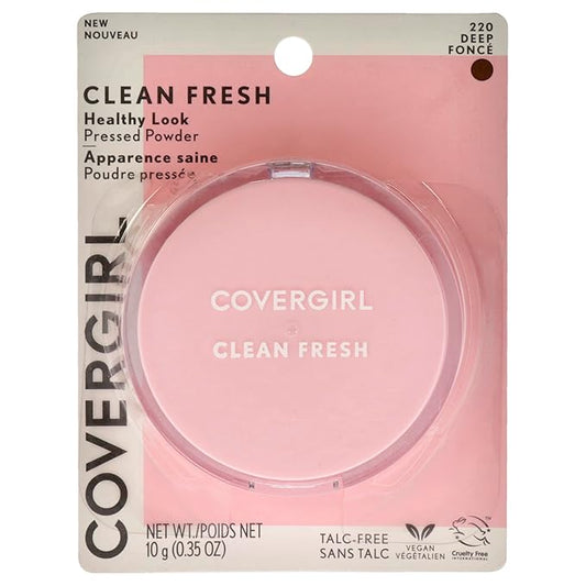 COVERGIRL COVERGIRL Clean Fresh Pressed Powder, Deep, 0.35 Ounce, 220 Deep (99350052598)-VivaGrace Women
