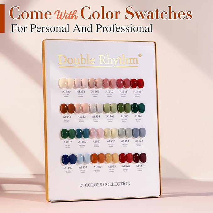 Double Rhythm 28Pcs 0.5Oz Gel Nail Polish Set Same Color Same Bottle Soak Off Gel Polish Kit Nail Art Manicure Salon DIY at Home for Women (Burgundy Green Collection-T24-1)-VivaGrace Women