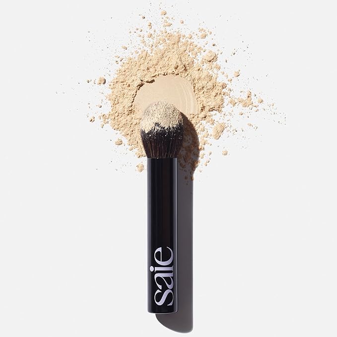 Saie The Fluffy Brush - Soft, Multi-Use Pressed + Loose Powder Brush - Fluffy Makeup Brush with Tapered Tip for Precise Application - Vegan, Cruelty-Free (1 Count)-VivaGrace Women