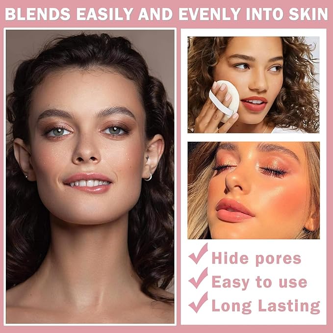 Loose Face Powder Setting Powder, Shimmer Glitter Loose Powder, Matte Finishing Powder Shine, Waterproof, Oil Control, Lightweight Face Powder Makeup for All Skin Tones (Dark Brown Shimmer)-VivaGrace Women