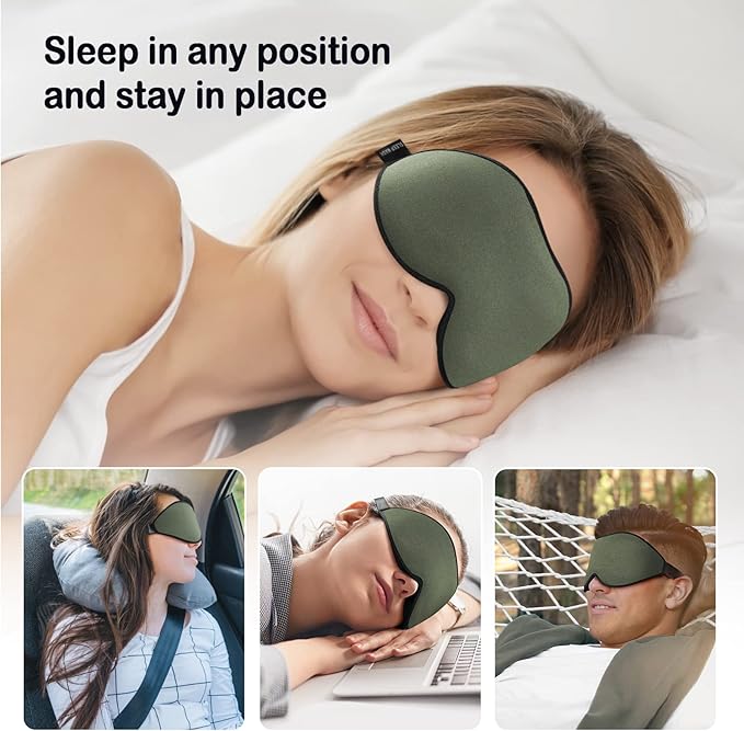 LitBear Sleep Mask for Men Side Sleeper, Sleeping Mask for Women Light Blocking, 3D Contoured Cup Eye Mask Sleeping, Soft Lightweight Sleep Eye Mask with Adjustable Elastic Strap for Traveling-VivaGrace Women