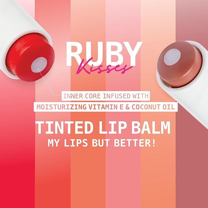 Ruby Kisses Balm Up Tinted Lip Balm, Non-Greasy Hydrating Formula, Nourishing Coconut Core & Vitamin E Infused, Lip Care with Natural Shine, Lightweight Sheer Color (Nude)-VivaGrace Women