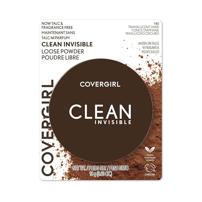 COVERGIRL Clean Invisible Loose Powder - Loose Powder, Setting Powder, Vegan Formula - Translucent Dark, 20g (0.7 oz)-VivaGrace Women