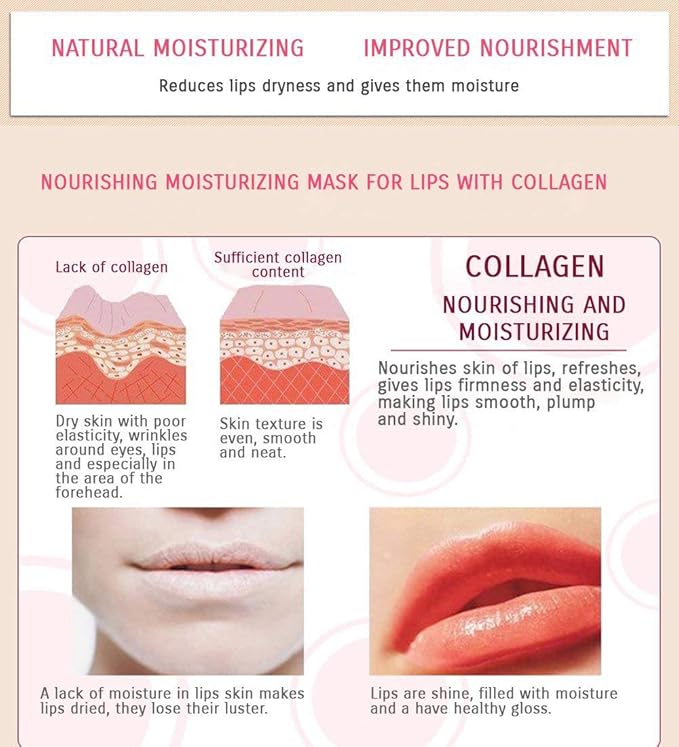 Lip Mask, 30PCS Collagen Crystal Pink Lip Care Gel Pads Treatment, Moisturizing Anti-Wrinkle Anti-Aging Firm Hydrate Lips, Remove Dead Skin Moisture Essence Make Your Dry Lip Attractive Sexy-VivaGrace Women
