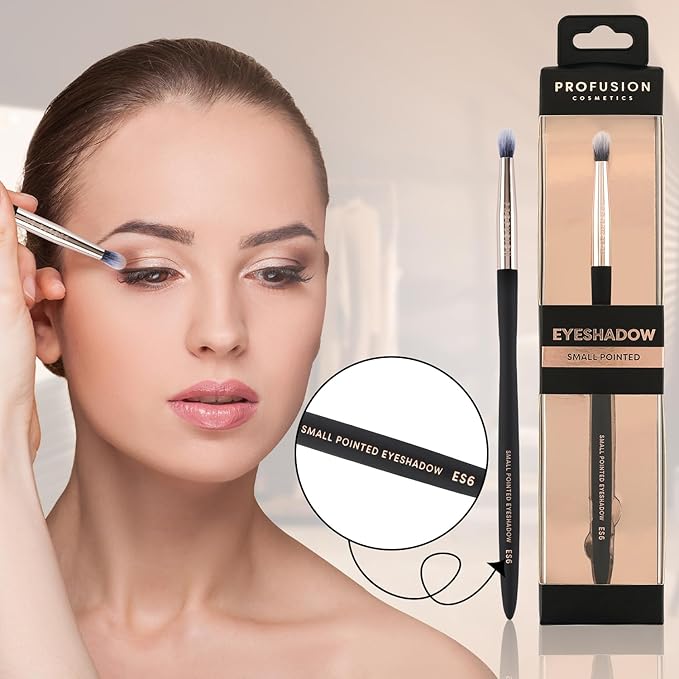 Profusion Cosmetics Small Pointed Precision Synthetic Eyeshadow Brush Pigments and Glitter Eye Concealer Tapered Bristles for Blended Crease and Eyeliner Smudger Quality Brush-VivaGrace Women