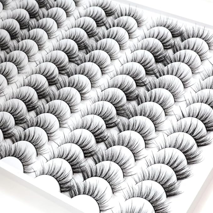 False Eyelashes 48 Pairs Faux Mink Lashes 14mm Wispy Lashes 3D Fluffy Cat Eye Lashes Pack Bulk Wholesale Strip Lashes(style 48-042)-VivaGrace Women