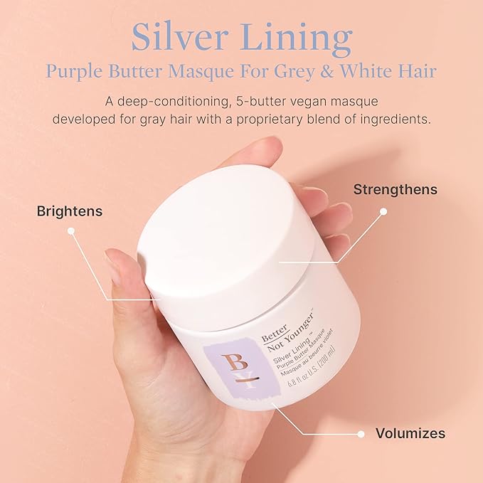 Better Not Younger Silver Lining Purple Hair Mask for Women 40+ – Deep Conditioning Treatment for Gray, Silver & Blonde Hair - Butter Mask with Plant-Based Oils – Hydrates & Neutralizes Brassiness-VivaGrace Women