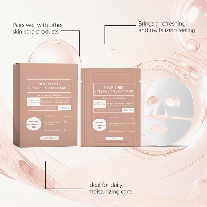 Retinol Collagen Face Mask – Korean Tightening Hydrogel Overnight Mask, Deep Moisturizing & Elasticity Boost, Long-Lasting Hydration & Brightening Skin (Collagen Face Mask)-VivaGrace Women