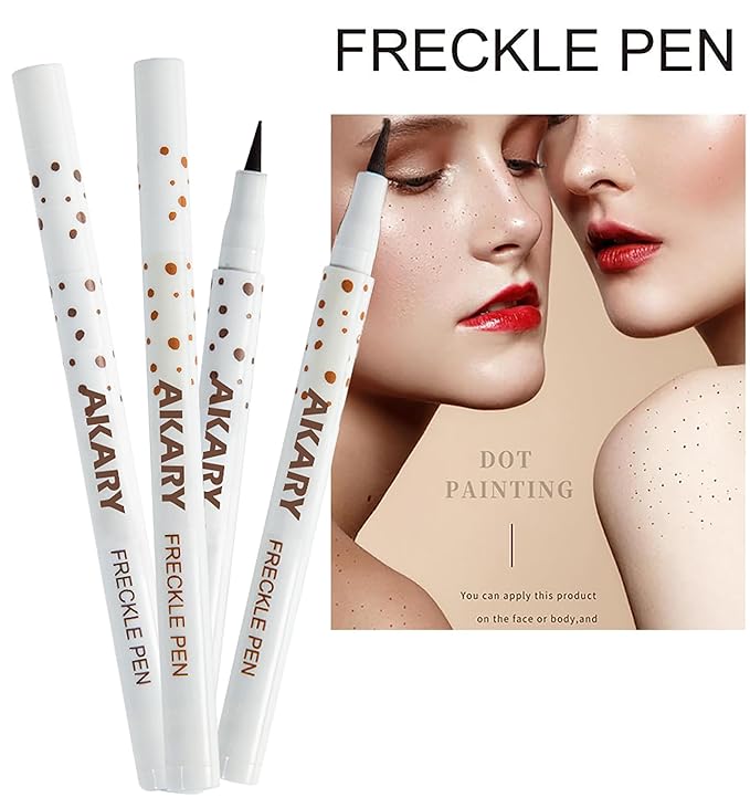 AKARY Freckle Pen Professional Lifelike Face Concealer Point Out Natural Waterproof Longlasting Soft Artificial Fine Makeup Freckle Pen Life Face Decoration (#01 Light Brown)-VivaGrace Women