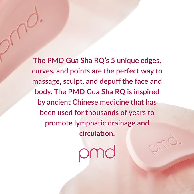 PMD Beauty Gua Sha Facial Tools - Massaging, Sculpting and Depuffing Guasha Tool for Face with Rose Quartz and Silicone Grip - Reduce Tension & Inflammation-VivaGrace Women
